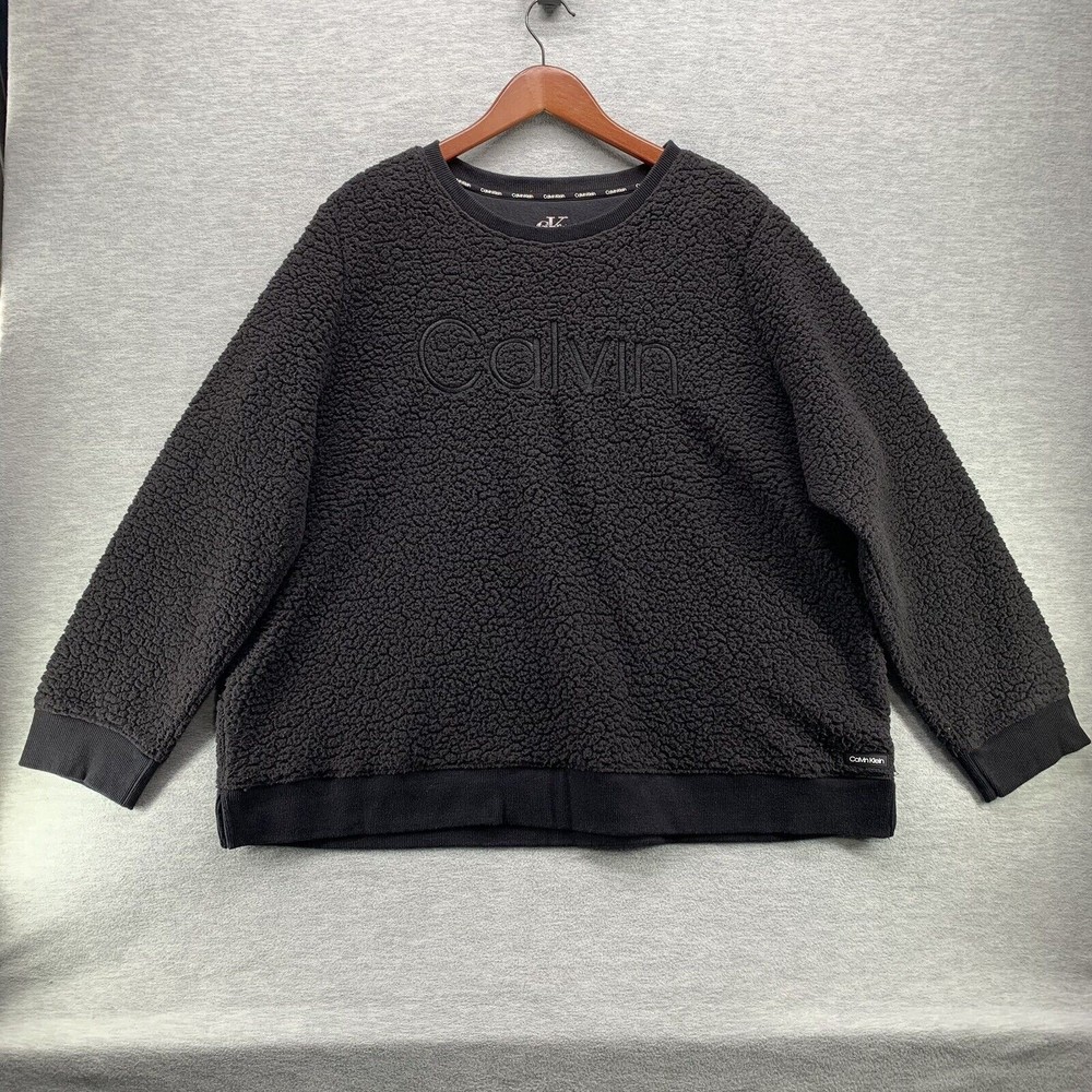 Calvin Klein Women Black Fleece Pullover Sweater Size XXL